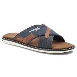 Granatowe Klapki Wrangler Modne Obuwie Męskie. Niebieskie klapki męskie Wrangler, bez wzorów, z materiału, bez zapięcia. Za 249.00 zł.
