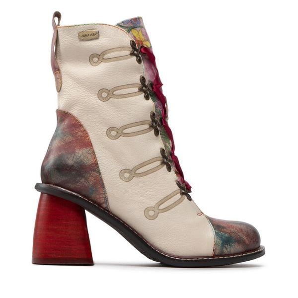 Botki Laura Vita. Brązowe botki damskie Laura Vita, bez wzorów, bez obcasa, na słupku, bez zapięcia. Za 649.99 zł.