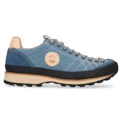 Buty trekkingowe Lomer Bio Naturale Canvas. Niebieskie obuwie trekkingowe damskie LOMER, z bawełny, bez zapięcia. Za 553.50 zł.