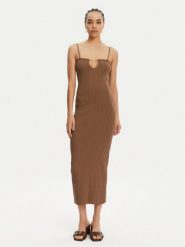 JACQUEMUS Sukienka dzianinowa 24E241KN358-2355 Brązowy Regular Fit. Brązowe sukienki damskie JACQUEMUS, bez wzorów, z dzianiny, bez kołnierzyka, bez ramiączek. Za 2,909.00 zł.