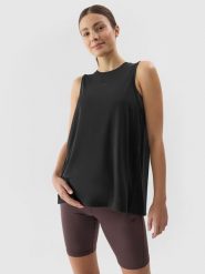 4F Top treningowy ciążowy oversize damski - czarny 3XL. Czarne topy damskie 4F, l, bez wzorów, z dzianiny, klasyczne, bez kołnierzyka, bez ramiączek. W wyprzedaży za 49.99 zł.