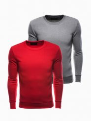 Zestaw bluz bawełnianych bez kaptura 2-pak - mix V3 - Rozmiar: XL. Szare bluzy męskie Ombre Clothing, m, bez wzorów, z bawełny, klasyczne, bez ramiączek, bez kaptura. W wyprzedaży za 99.99 zł.