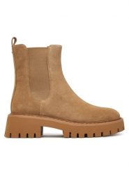 MICHAEL Michael Kors Sztyblety Asher Flat Bootie 40F5ASFE5S Beżowy. Brązowe botki damskie MICHAEL Michael Kors, bez wzorów, ze skóry, bez obcasa, na płaskiej podeszwie, bez zapięcia. Za 879.99 zł.