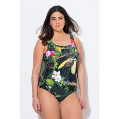 Damskie Strój kąpielowy tukan bez miękkich miseczek dekolt w serek. Czarne stroje kąpielowe damskie Ulla Popken, plus size, bez wzorów, z elastanu. Za 199.99 zł.