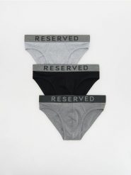 Bawełniane slipy 3 pack - ciemnoszary. Szare slipki męskie Reserved, l, bez wzorów, z bawełny. Za 69.99 zł.