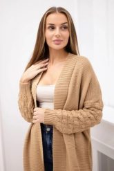 Sweter z bąbelkami na rękawie camelowy. Swetry nierozpinane damskie KESI, l, bez wzorów, z wełny, eleganckie, bez kołnierzyka, plus size, bez ramiączek. Za 198.65 zł.