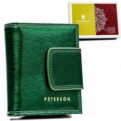 Portfel skórzany Peterson PTN 42329-SH zielony. Zielone portfele damskie Peterson, ze skóry. Za 94.00 zł.
