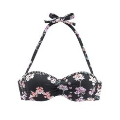 Bikini bandeau z fiszbinami kobiecy Lascana Ditsy. Czarne stroje kąpielowe damskie LASCANA, s, bez wzorów, z materiału. Za 308.00 zł.