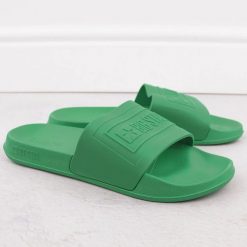Klapki męskie plażowe basenowe zielone Big Star NN174650. Zielone klapki męskie BIG STAR, bez wzorów, z materiału, bez zapięcia. Za 65.99 zł.