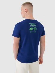 4F T-shirt regular z nadrukiem męski - granatowy XXL. Niebieskie t-shirty męskie 4F, m, bez wzorów, z bawełny, bez kołnierzyka, bez ramiączek. W wyprzedaży za 59.99 zł.