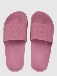 Klapki damskei 4F 4FRSS26FSLIF061. Czerwone klapki damskie 4F, na lato, bez wzorów, z gumy, bez obcasa, bez zapięcia. Za 59.99 zł.
