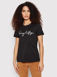 Tommy Hilfiger T-Shirt Heritage Crew Neck Graphic Tee WW0WW24967 Czarny Regular Fit. Czarne t-shirty damskie Tommy Hilfiger, s, bez wzorów, z bawełny, bez kołnierzyka, bez ramiączek. Za 109.99 zł.