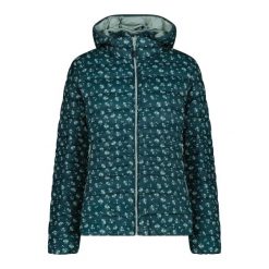 Damska kurtka z kapturem CMP Sorona® Aura. Zielone kurtki sportowe damskie CMP, na zimę, xl, bez wzorów, z puchu, bez ramiączek, z kapturem, trekkingowe. Za 418.00 zł.