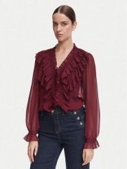 Morgan Bluzka 252-CATHY Bordowy Regular Fit. Czerwone bluzki damskie Morgan, bez wzorów, z syntetyku, bez kołnierzyka, bez ramiączek. Za 299.99 zł.