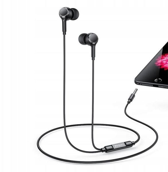 Yesido Słuchawki Dokanałowe YH53 Aux 3.5mm 120cm, BLACK / CZARNY. Czarne słuchawki dokanałowe Yesido. Za 26.38 zł.