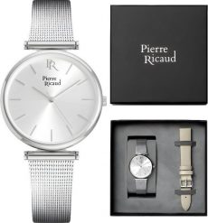 Zegarek Pierre Ricaud Zegarek damski Pierre Ricaud P22044.5113QV-SET srebrny. Szare zegarki damskie Pierre Ricaud, srebrne. Za 350.00 zł.