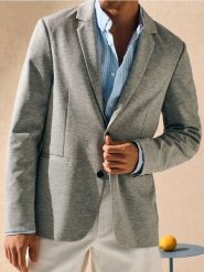 Marynarka slim fit - szary. Szare garnitury męskie Sinsay, l, bez wzorów. W wyprzedaży za 59.99 zł.