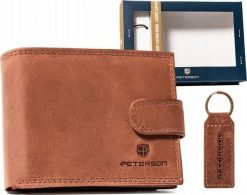 Peterson Zestaw prezentowy: mały, skórzany portfel męski i brelok - Peterson NoSize. Portfele męskie Peterson, bez wzorów. Za 146.84 zł.
