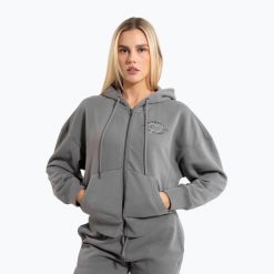 Bluza damska Pitbull Manzanita Heart Hooded Zip Sweatshirt. Szare bluzy damskie PITBULL, l, bez wzorów, z bawełny, sportowe, bez ramiączek. Za 199.99 zł.