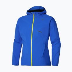 Kurtka do biegania męska Mizuno Trail Waterproof 20K Hooded. Niebieskie kurtki męskie Mizuno, m, bez wzorów, z materiału, bez kaptura, do biegania. Za 659.99 zł.
