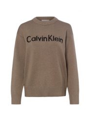 Calvin Klein Jeans Sweter z dzianiny Kobiety Bawełna brązowy, S. Brązowe swetry nierozpinane damskie Calvin Klein Jeans, s, bez wzorów, z bawełny, eleganckie, bez kołnierzyka, bez ramiączek. Za 529.95 zł.