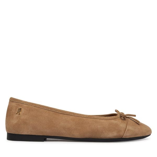 Baleriny Tommy Hilfiger. Brązowe balerinki damskie Tommy Hilfiger, bez wzorów, bez obcasa, bez zapięcia. Za 294.99 zł.