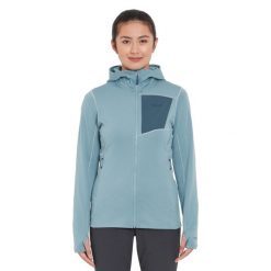 Bluza polarowa damska Rab Women's Superflux Hoody z kapturem. Niebieskie bluzy damskie RAB, s, bez wzorów, z polaru, bez ramiączek, z kapturem. Za 379.99 zł.