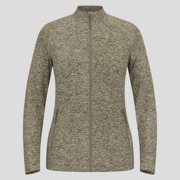 Bluza damska Odlo TENCIA Mid layer full zip. Zielone bluzy damskie ODLO, l, bez wzorów, z elastanu, bez ramiączek, bez kaptura. Za 297.49 zł.