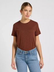 DAMSKA KOSZULKA LEE PERFECT TEE LUXE BROWN 112370965. Brązowe bluzki damskie Lee, m, bez wzorów, bez kołnierzyka, bez ramiączek. Za 79.99 zł.