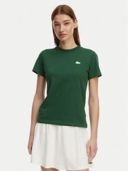 Lacoste T-Shirt TF9246 Zielony Slim Fit. Zielone t-shirty damskie Lacoste, bez wzorów, z bawełny, bez kołnierzyka, bez ramiączek. Za 269.99 zł.