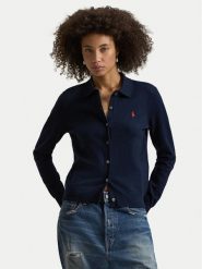 Polo Ralph Lauren Kardigan 211972110502 Granatowy Slim Fit. Niebieskie kardigany damskie Polo Ralph Lauren, s, bez wzorów, z bawełny, bez kołnierzyka. Za 859.99 zł.