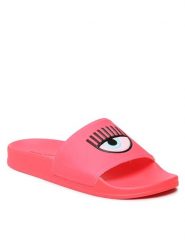 Chiara Ferragni Klapki CF3159-037 Różowy. Czerwone klapki damskie Chiara Ferragni, bez wzorów, ze skóry, bez obcasa, bez zapięcia. Za 299.99 zł.