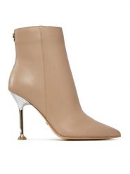Guess Botki Travis FLPTRA LEA10 Beżowy. Brązowe botki damskie Guess, z aplikacjami, ze skóry, bez obcasa, na szpilce, bez zapięcia. Za 849.99 zł.