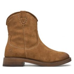 Botki Tamaris. Brązowe botki damskie Tamaris, bez wzorów, bez obcasa, na płaskiej podeszwie, bez zapięcia. Za 539.99 zł.