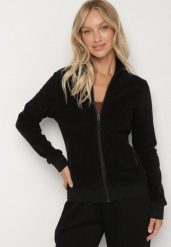 Czarny Polar Bluza Rozpinana z Bawełną Nerrive. Czarne bluzy damskie Born2be, l, bez wzorów, z bawełny, bez ramiączek, bez kaptura. Za 89.99 zł.