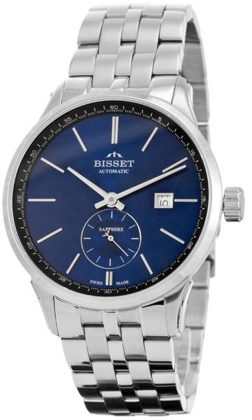 Zegarek Bisset Szwajcarski zegarek męski AUTOMAT szklany szafirowy srebrny gt. Niebieskie zegarki męskie Bisset, bez wzorów, srebrne. Za 2,549.00 zł.