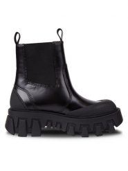 Tommy Jeans Sztyblety Tjw Chunky Chelsea Mix Material EN0EN02375 Czarny. Czarne botki damskie Tommy Jeans, bez wzorów, z jeansu, bez obcasa, na płaskiej podeszwie, bez zapięcia. Za 849.99 zł.