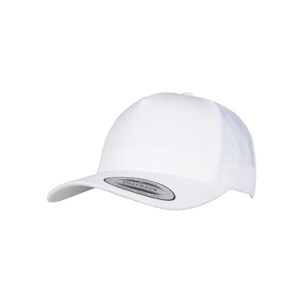Czapka Flexfit 5-panel retro. Białe czapki damskie FLEXFIT, bez wzorów, z bawełny, retro. Za 54.40 zł.