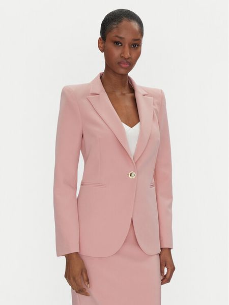 Rinascimento Marynarka CFC0122739003 Różowy Regular Fit. Czerwone marynarki i żakiety damskie Rinascimento, bez wzorów, z syntetyku, bez kołnierzyka, bez ramiączek. Za 329.99 zł.
