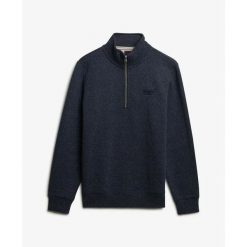 Sweter zapinany na zamek Superdry Henley. Niebieskie swetry męskie Superdry, na zimę, m, bez wzorów, bez kołnierzyka, bez ramiączek. Za 327.70 zł.