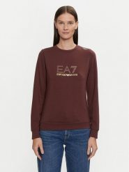 EA7 Emporio Armani Bluza 8NTM45 TJ9RZ 1755 Brązowy Regular Fit. Brązowe bluzy damskie EA7 Emporio Armani, m, bez wzorów, z wiskozy, bez ramiączek, bez kaptura. Za 359.99 zł.