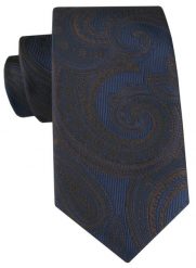 Męski Krawat - Granat i Brąz, Duży Wzór Orientalny - Angelo di Monti. Niebieskie krawaty i muchy Angelo di Monti, bez wzorów, z tkaniny, eleganckie. Za 49.99 zł.