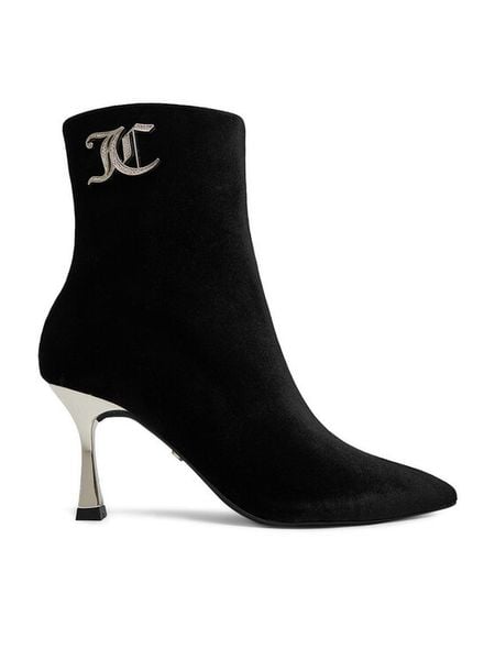 Juicy Couture Botki EO-R24SS94660 Czarny. Czarne botki damskie Juicy Couture, bez wzorów, z materiału, bez obcasa, na szpilce, bez zapięcia. Za 269.99 zł.