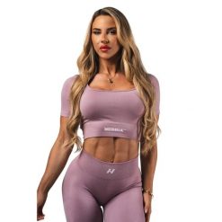 T-shirt damski Nebbia Flow Seamless Shaping. Szare t-shirty damskie Nebbia, l, bez wzorów, z elastanu, bez kołnierzyka, bez ramiączek. Za 209.99 zł.