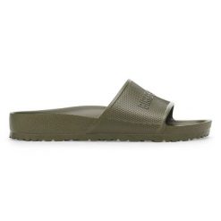 Klapki Birkenstock Barbados Eva 1028566 zielone. Zielone klapki męskie bez wzorów, z materiału, bez zapięcia. Za 335.93 zł.