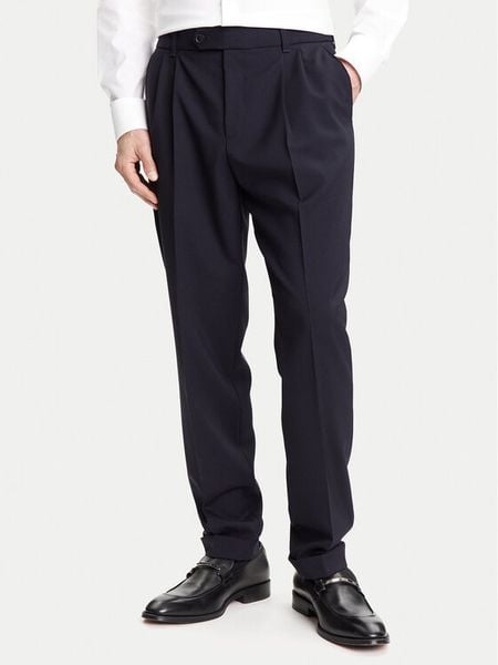 BOSS Spodnie materiałowe C-Perin-DPL 50545822 Granatowy Tapered Fit. Niebieskie spodnie materiałowe męskie Boss, bez wzorów, z materiału. Za 489.99 zł.