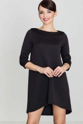 Czarna Asymetryczna Sukienka Pikowana. Czarne sukienki damskie Katrus, l, bez wzorów, z elastanu, z asymetrycznym kołnierzem, bez ramiączek, asymetryczne. Za 249.00 zł.