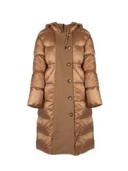 Pinko Płaszcz "Jstreet" | 1G16CH Y762 | Kobieta | Beżowy, Złoty. Brązowe płaszcze damskie Pinko, bez wzorów, z poliamidu, eleganckie, bez kołnierzyka, z kapturem. W wyprzedaży za 999.00 zł.