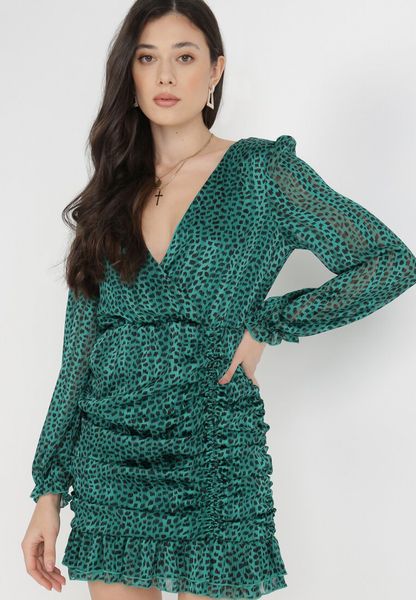 Zielona Sukienka Boulderswift. Zielone sukienki damskie Born2be, na imprezę, l, bez wzorów, bez kołnierzyka, bez ramiączek, mini, dopasowane. Za 79.99 zł.