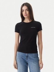 Tommy Jeans T-Shirt Ess Logo DW0DW23479 Czarny Slim Fit. Czarne t-shirty damskie Tommy Jeans, s, bez wzorów, z bawełny, bez kołnierzyka, bez ramiączek. Za 129.99 zł.